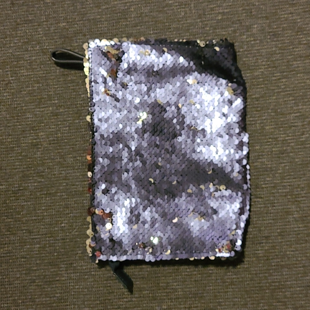 Blue and Silver Sequined Zipper Bag